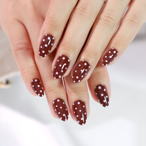 Brown Polka Press Ons